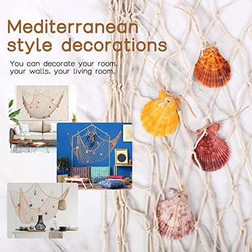 Mediterranean Fishing Net Wall Decor with Shells 79x40 Inch