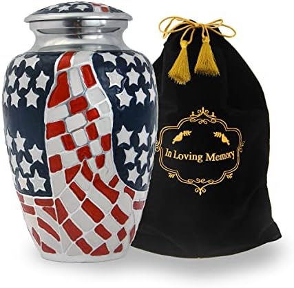 LETUSTO Cremation Urn with American Flag for Veteran Ashes
