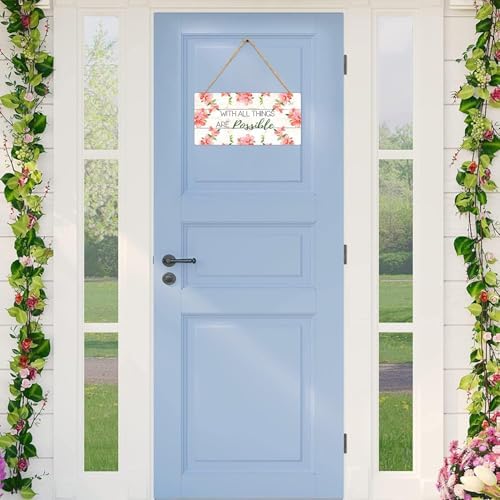Welcome Wreath Door Hanger with God All Things Are Possible Sign
