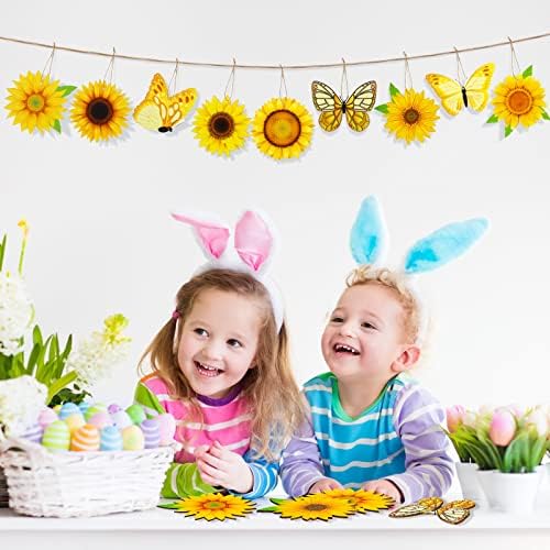 Amyhill 27 Pcs Sunflower Butterfly Wooden Hanging Ornaments Set