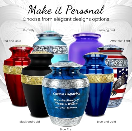 Personalized Engraved Set of 6 Funeral Urns for Human Ashes