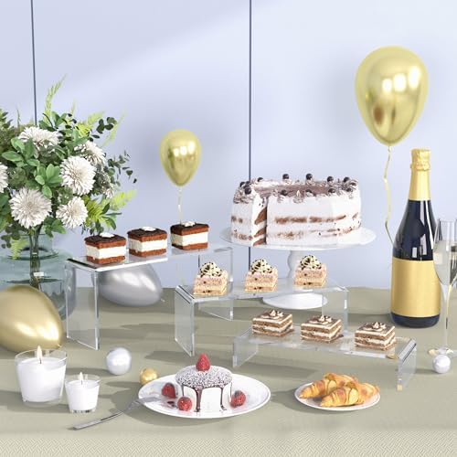 Goabroa 12 Pcs Clear Acrylic Risers Display Stands 3 Tiers