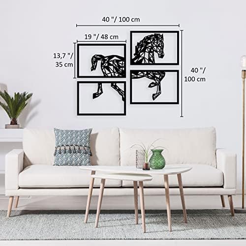 Peak Metal Wall Art 4 Panels Black