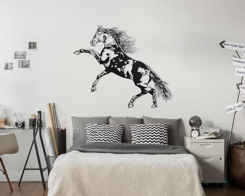 NORTH KAISER Horse Metal Wall Art Black Large