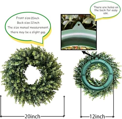 20 Inch Artificial Eucalyptus Wreath for Front Door