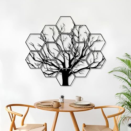 Hexagonal Tree Metal Wall Art XXL