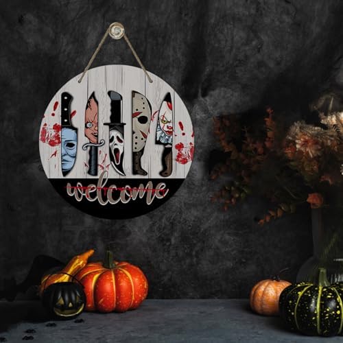 Welcome Halloween Knife Front Door Sign