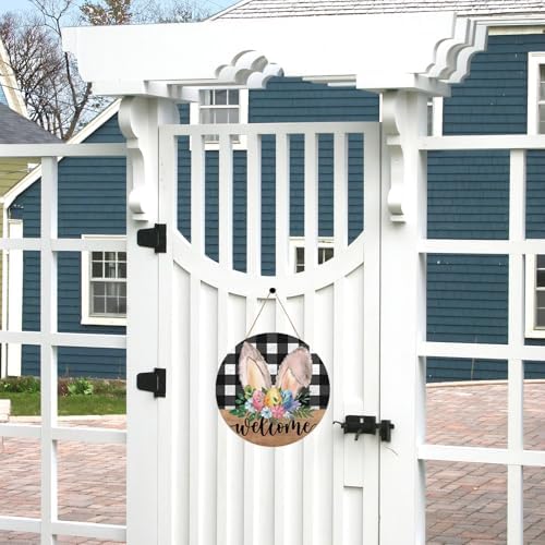 Easter Door Sign with Bunny Ears and Flowers