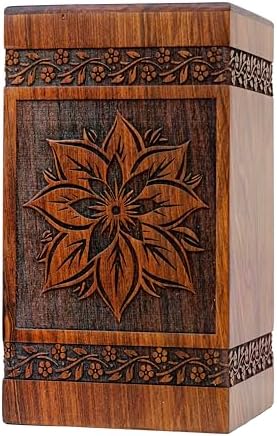 Premium Wooden Urn - Floral Design for Humans and Pets