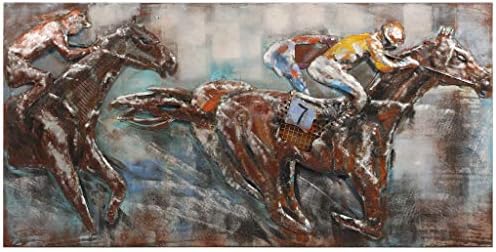 Race Day Primo Mixed Media Hand Painted Wall Sculpture