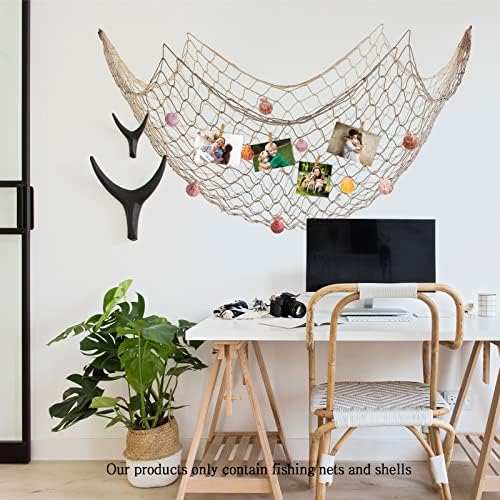 Mediterranean Fishing Net Wall Decor with Shells 79x40 Inch