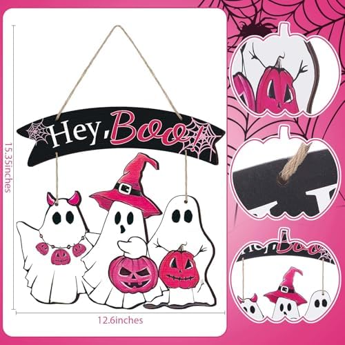 Kigley Halloween Wooden Door Decor Set with 3 Signs