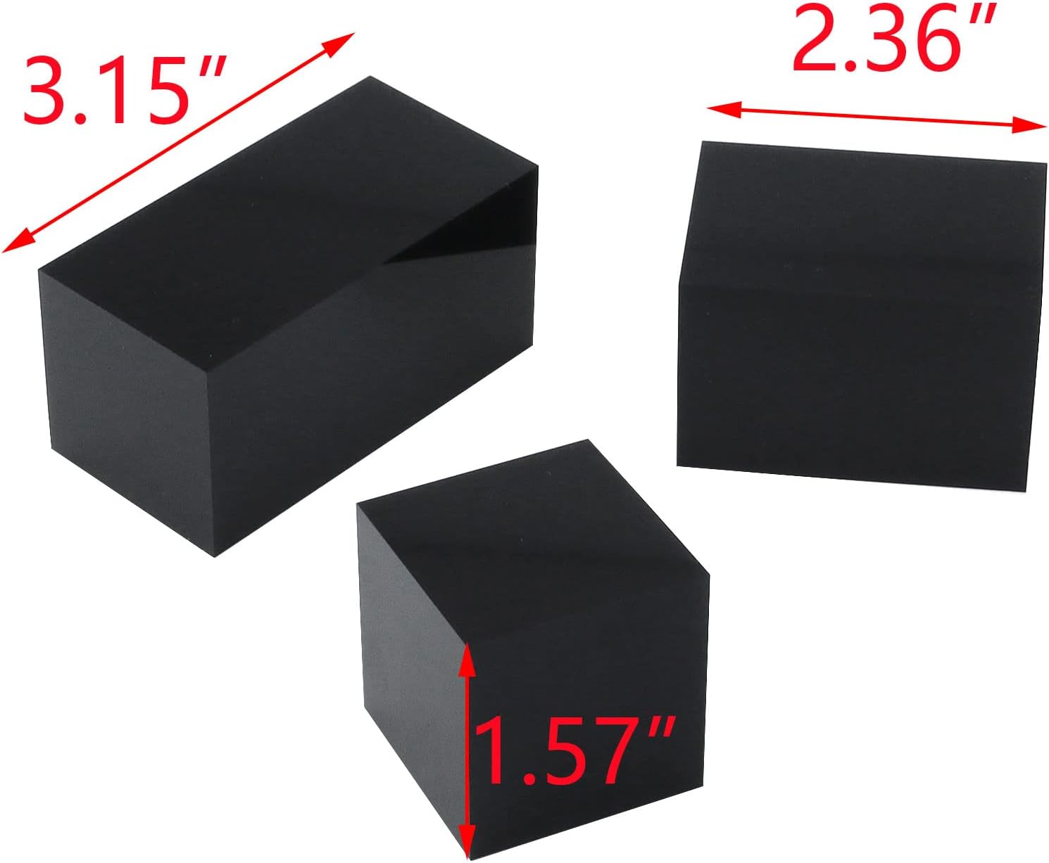 T Tulead 3PCS Acrylic Cube Display Stand Black Risers 40mm 60mm 80mm Height