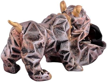 Resin Cool Dog Sculpture with Plate for Home Decor