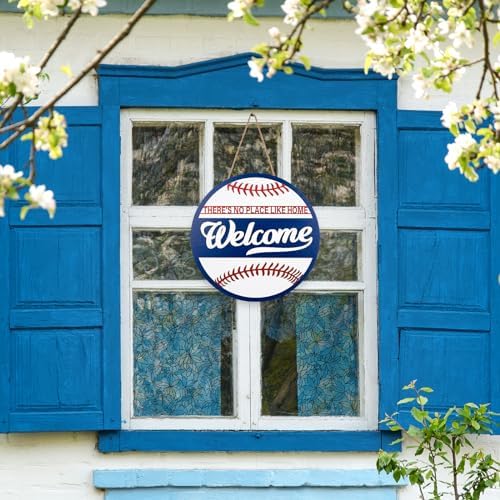 3D Baseball Welcome Door Sign Wooden Hanging Decor