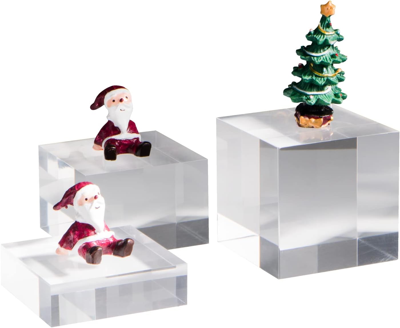 Clear Polished Acrylic Cube Photo Props 3Pcs Display Riser