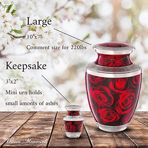 Olivia Memorials Red Roses Mini Urns Set of 4