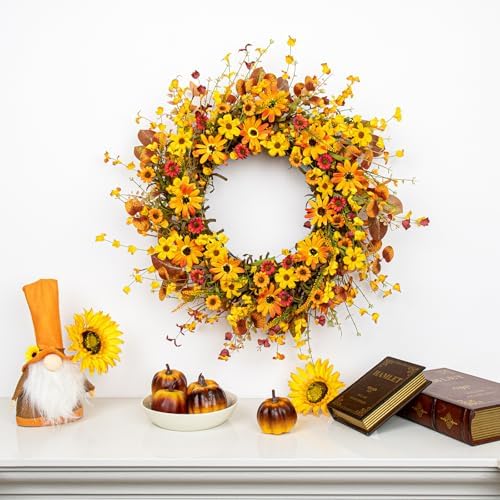 VioletEverGarden 22 Inch Fall Wreath with Berries and Eucalyptus Leaves