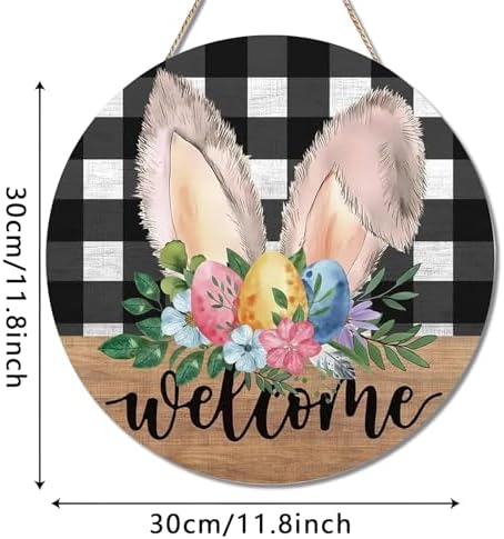 Easter Door Sign with Bunny Ears and Flowers