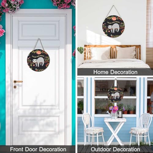 Sloth Wreath Door Hanger for Front Entrance Welcome Sign