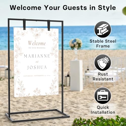 Wedding Welcome Sign Stand with Custom Design and Leather Straps