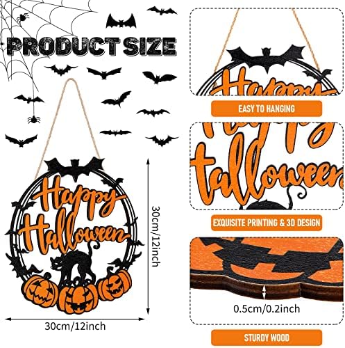 Bucherry Halloween Black Cat Pumpkin Door Sign