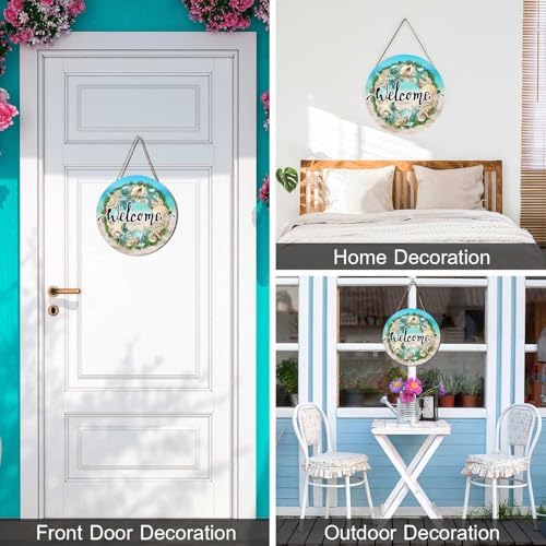 Rustic Sea Shells Welcome Wreath Door Sign