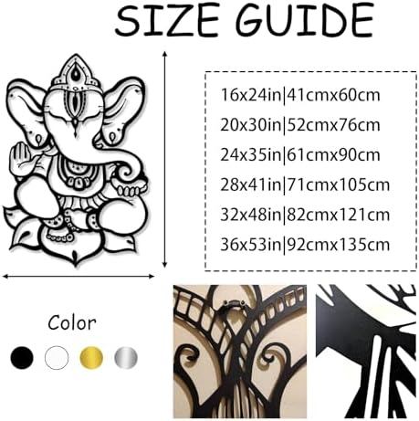 Ganesha Metal Wall Art for Living Room and Yoga Room