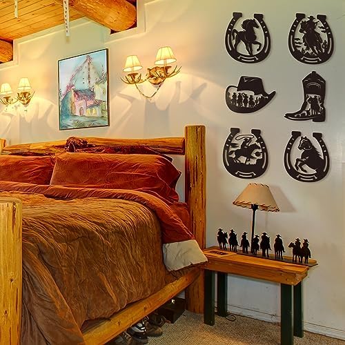 Therwen 6 Pcs Western Wall Decor Wood Art Set