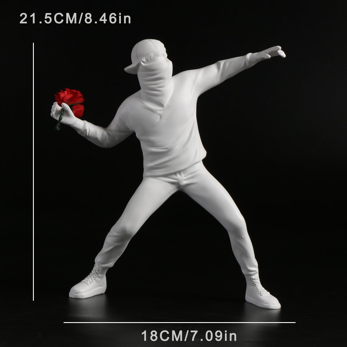Modern White Flower Thrower Resin Sculpture