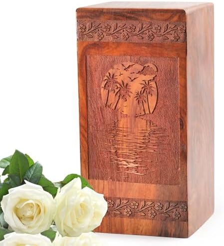 Sunset Urn for Human Ashes - 8 Inch Wooden Urn