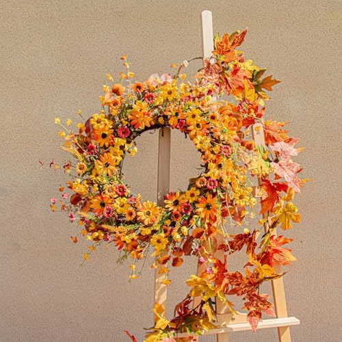 VioletEverGarden 22 Inch Fall Wreath with Berries and Eucalyptus Leaves