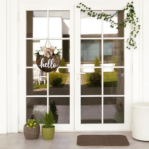 MayAvenue Rustic Round Welcome Sign with Bow and Greenery
