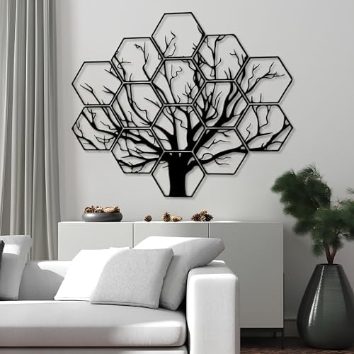 Hexagonal Tree Metal Wall Art XXL