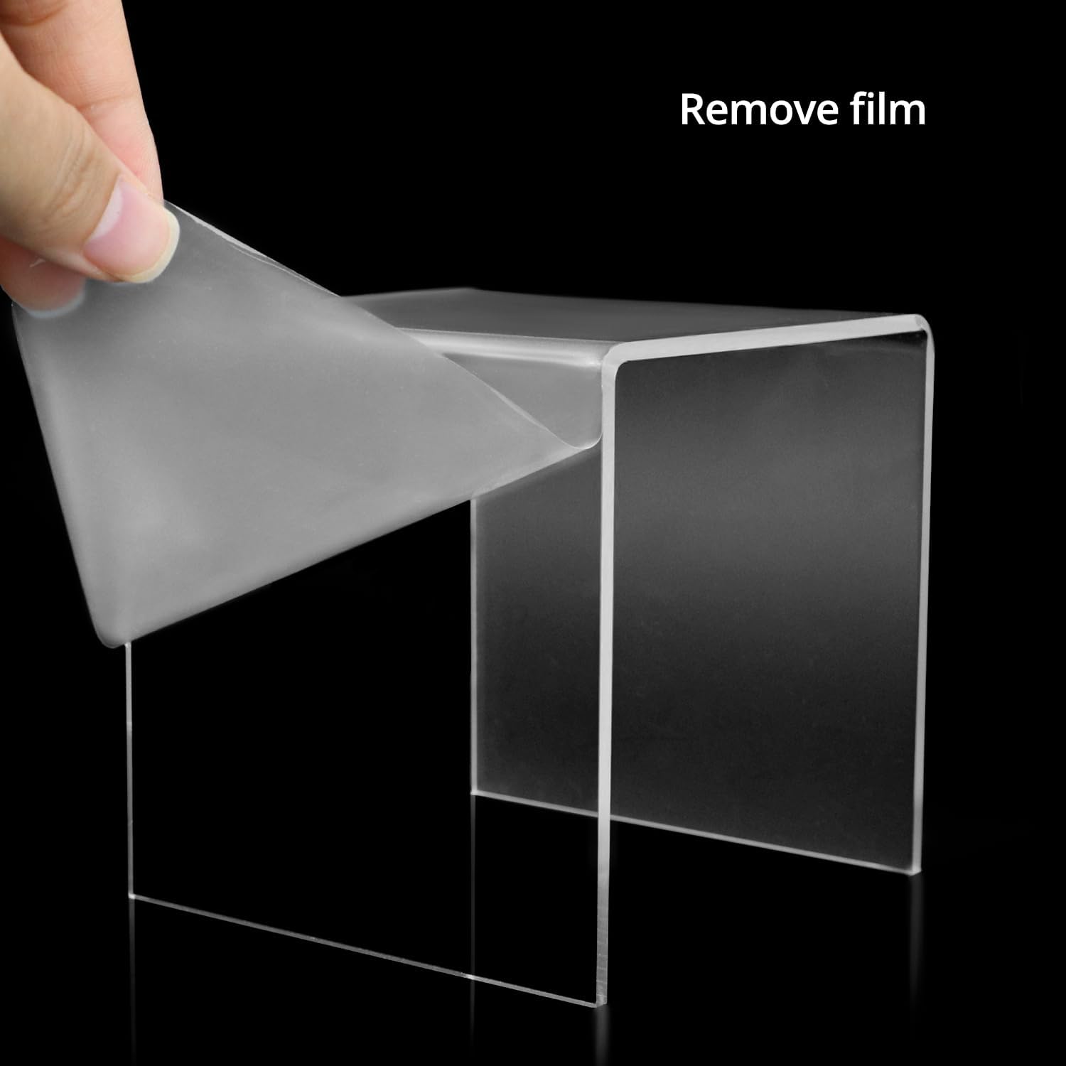 QWORK Clear Acrylic Square Risers 8-Pack 4x4 Display Stands