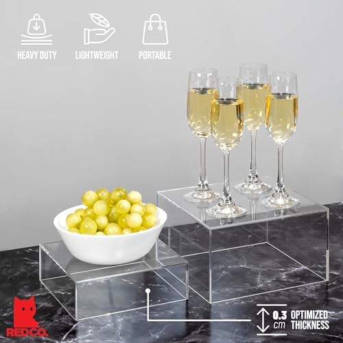 Red Co Set of 3 Acrylic Cube Risers with Hollow Bottoms