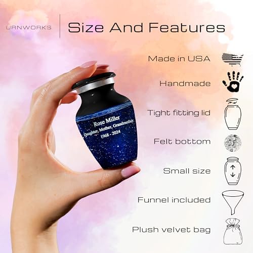 Blue Galaxy Photo Urn for Human Ashes - Personalized Cremation Keepsake