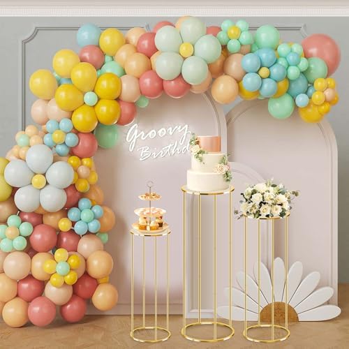3PCS Gold Metal Cylinder Pedestal Stands For Party Decor