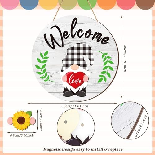 Geetery 12 Inch Decorative Welcome Sign with Interchangeable Holiday Symbols