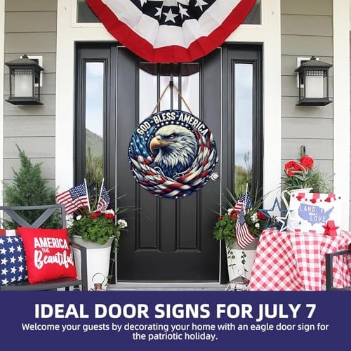 4th of July Patriotic Door Sign with Eagle and Flag Design