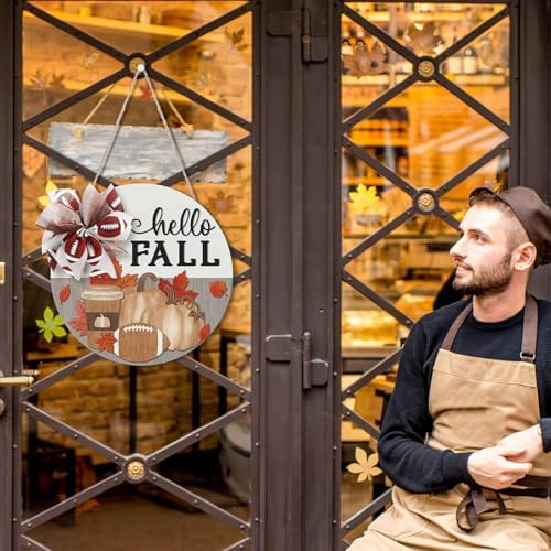 Yousoontic Fall Door Sign with Football Bow