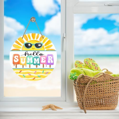 Hello Summer Sun Popsicle Sunglasses Door Sign
