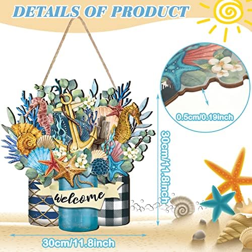 Shellwei 12 Inch Summer Welcome Door Sign