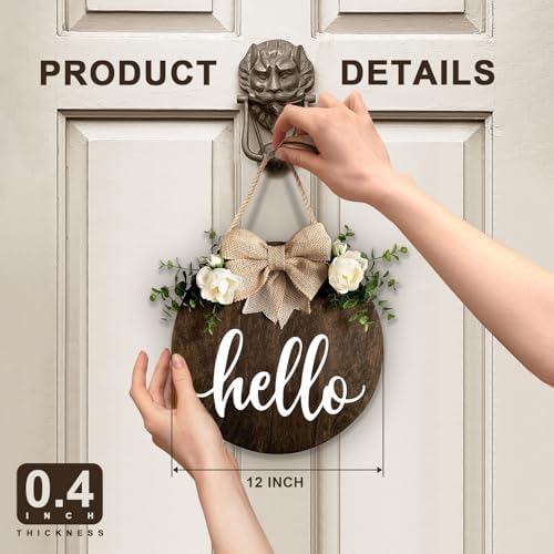 MayAvenue Rustic Round Welcome Sign with Bow and Greenery