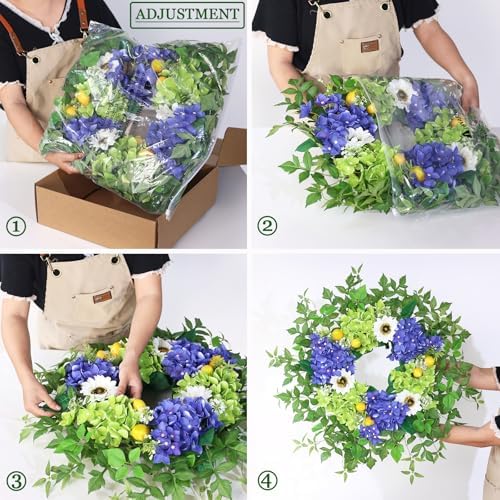 26 Inch Hydrangea Wreath for Front Door Decor