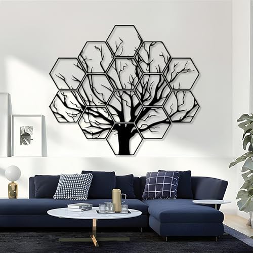 Hexagonal Tree Metal Wall Art XXL