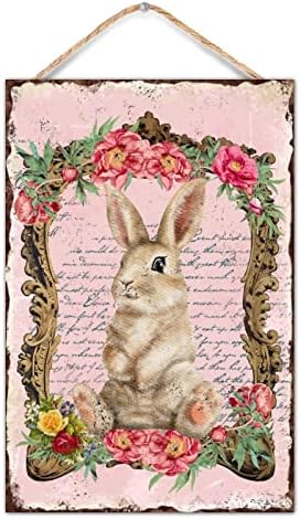 Easter Bunny Rabbit Welcome Door Sign Decor