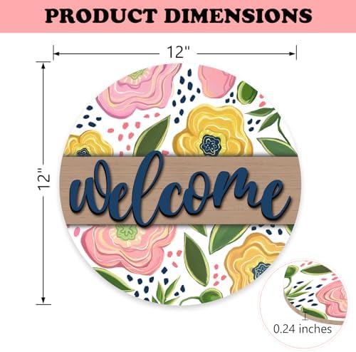 Welcome Spring Summer Flower Front Door Sign
