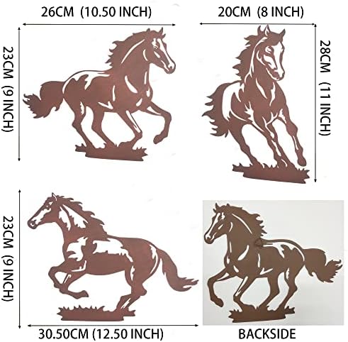 Rustic Metal Horse Wall Art Decor 3 Pack