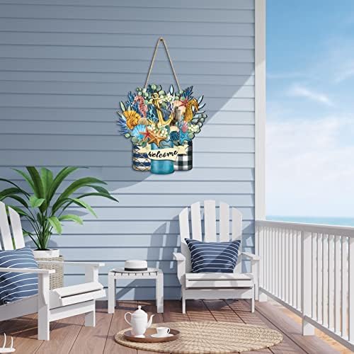 Shellwei 12 Inch Summer Welcome Door Sign